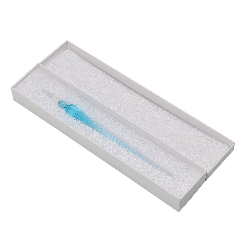 molshine Handmade Glass Dip Pen Crystal Calligraphy Pen Signature Dipped Pen for Artist Women Men Teens,Writing Drawing Decoration Gifts (Lake Blue) - Image 3
